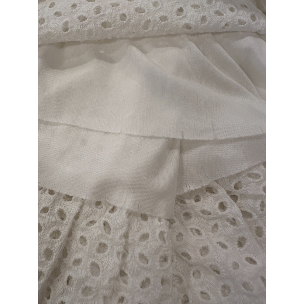 White Bohemian Eyelet Midi Dress Sz Small Western Ruffle Cottagecore Peasant - Picture 5 of 13